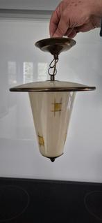 Originele Mid-Century hanglamp uit glas en messing, Verzamelen, Ophalen of Verzenden