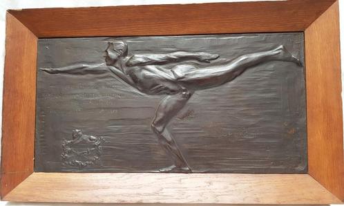 Art Deco Bronzen Plaquette - G. Collard - L. 73 cm., Antiek en Kunst, Antiek | Brons en Koper, Brons, Ophalen of Verzenden