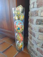 Glazen vaas, 60cm hgte met retro kartonnen eieren, Ophalen