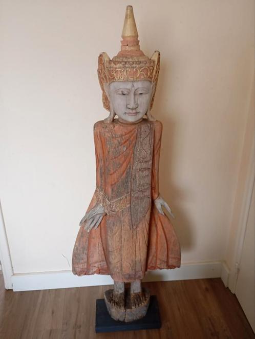 19 de eeuwse Staande Birmese Boeddha beeld..Hoogte 157 Cm, Huis en Inrichting, Woonaccessoires | Boeddhabeelden, Gebruikt, Ophalen
