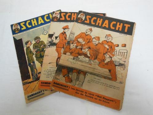 3 Vlaamse satirische soldatenbladen " de schacht " 1927/1928, Collections, Objets militaires | Général, Autres, Enlèvement ou Envoi