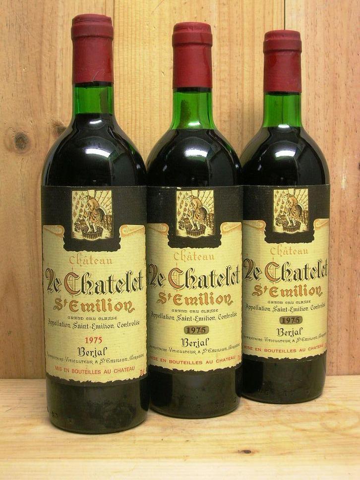 50 ans * CH. LE  CHATELET, Grand Cru Classé St.Emilion 1975, Verzamelen, Wijnen, Zo goed als nieuw, Ophalen of Verzenden