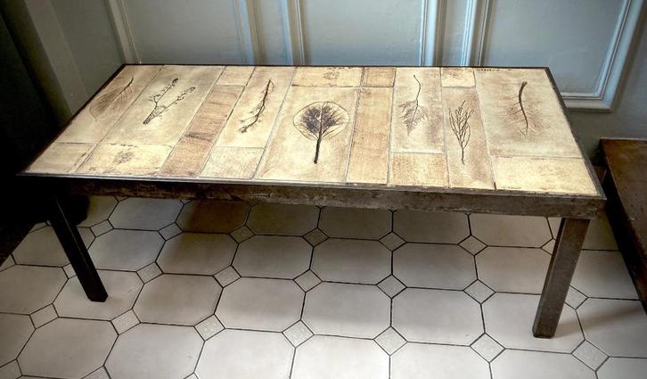 Roger Capron - Salontafel „Herbier” met gepatineerd stalen f, Antiek en Kunst, Antiek | Meubels | Tafels, Ophalen