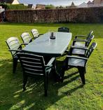 Hartman tuintafel en 8 tuinstoelen, Tuin en Terras, Ophalen, Gebruikt, Rechthoekig, Kunststof