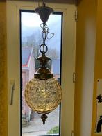 Ancienne Lampe  globe suspendue - verre et cuivre, Enlèvement ou Envoi, Utilisé, Métal, 50 à 75 cm