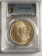 Amerikaanse dollar Morgan 1880-S PCGS -2, Zilver, Losse munt, Noord-Amerika