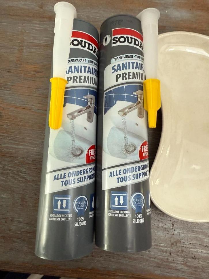 Soudal sanitairkit Premium transparant 290ml (set 2), Hobby en Vrije tijd, Knutselen, Nieuw, Materiaal, Ophalen