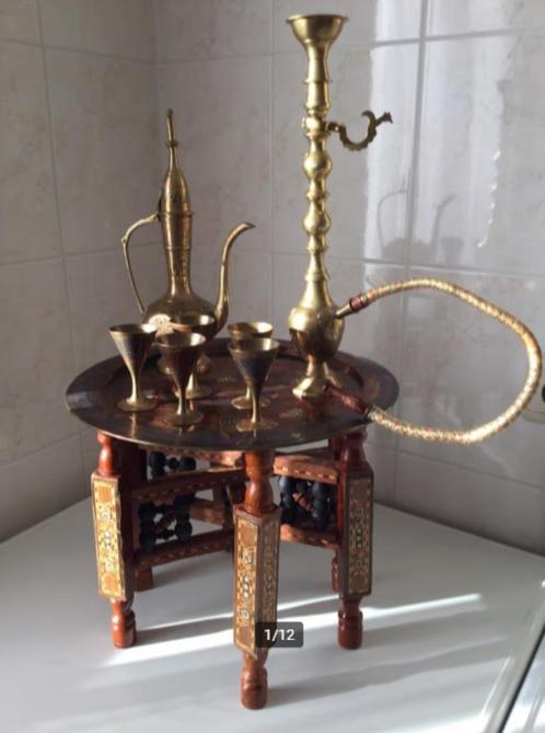 Houten theetafeltje (opplooibaar) met toebehoren, Huis en Inrichting, Keuken | Servies, Ophalen of Verzenden