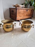 Twee vintage koperen bloempotten, Antiek en Kunst, Ophalen