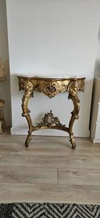 Antieke Console Tafel Marmer met houten poten.Rococo stijl., Huis en Inrichting, Ophalen, Gebruikt