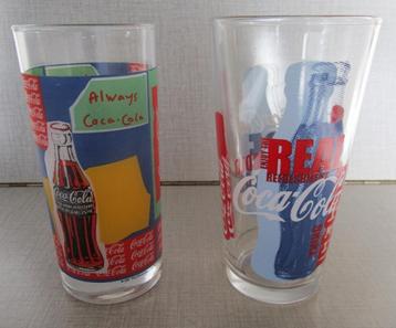 2 vintage glazen Coca-Cola - LAATSTE STUKS beschikbaar voor biedingen