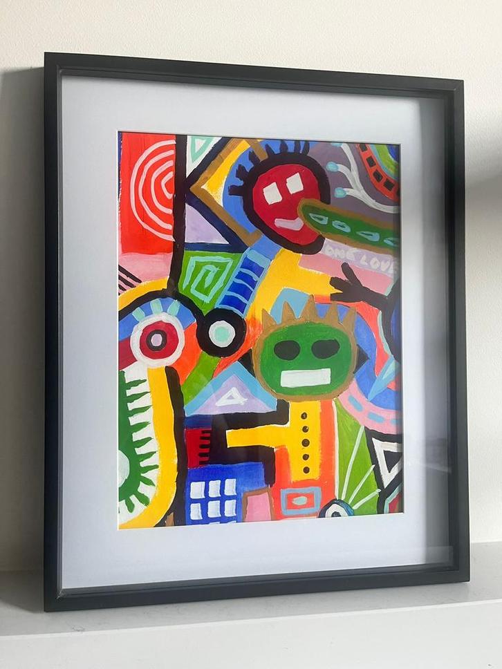 Uniek Kleurrijk Abstract Schilderij!, Antiek en Kunst, Kunst | Litho's en Zeefdrukken, Ophalen