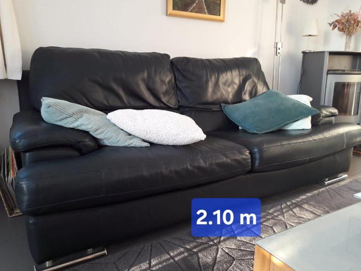 DIVANS CUIR, Huis en Inrichting, Zetels | Zetels, Gebruikt, Rechte bank, Leer, Ophalen