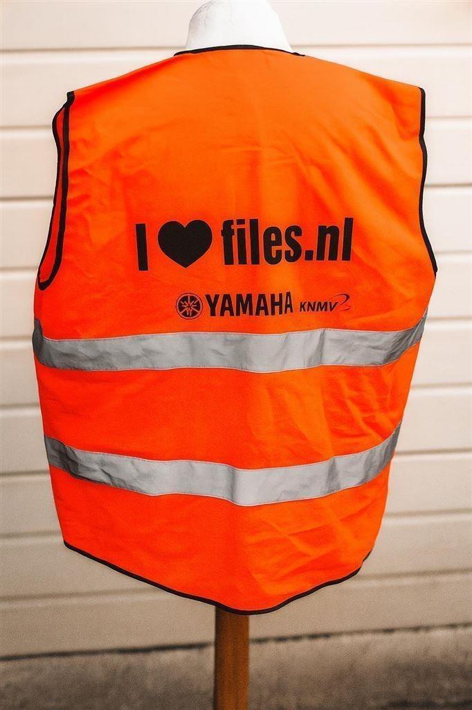 Opvallend oranje veiligheids- promotiehesje - I love files, Motoren, Kleding | Motorkleding, Tweedehands, Verzenden