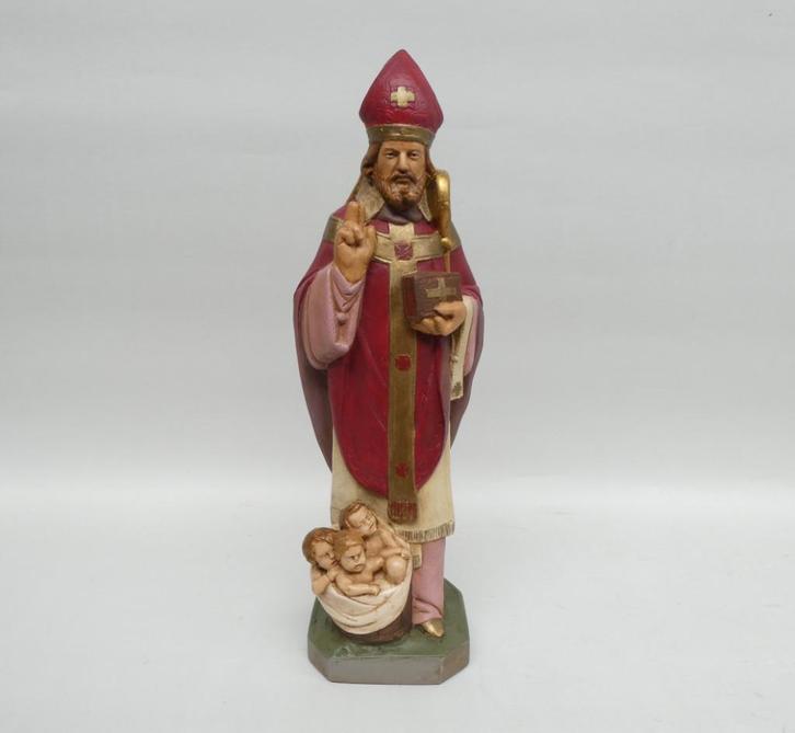 "Sint Nicolaas met de kindjes in de pekelkuip" in gips, Antiek en Kunst, Antiek | Religieuze voorwerpen, Ophalen