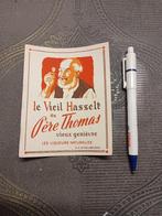 Genever etiket Le Vieil Hasselt Père Thomas Nivelles Tubize, Verzamelen, Merken en Reclamevoorwerpen, Ophalen of Verzenden, Gebruikt