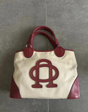 Nobody handtas – beige met rode accenten beschikbaar voor biedingen