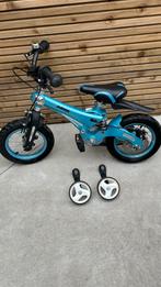 Kinderfiets Stoer Metallic Blauw met zijwieltjes 12 inch |, Fietsen en Brommers, Ophalen, Gebruikt, Minder dan 16 inch, Zijwieltjes