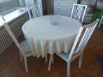 Uitschuifbare ronde eettafel + 4 stoelen, Huis en Inrichting, Ophalen