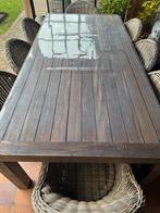 Robuuste Tuintafel + 8x Rotan Diningstoel, Tuin en Terras, Ophalen, Gebruikt, Rechthoekig