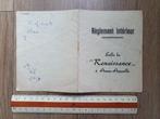 Awan-Aywaille Réglement Intérieur Salle la Renaissance, Antiek en Kunst, Ophalen of Verzenden