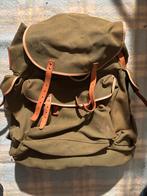 Sac à dos militaire vintage — toile et cuir, Enlèvement, Utilisé