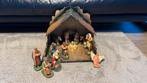 Vintage kerststal met 14 figuren, Diversen, Kerst, Ophalen of Verzenden, Gebruikt