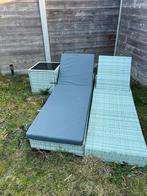 Ligbedden + tuinkoffer, Jardin & Terrasse, Chaises longues, Enlèvement