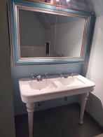 Lavabo double anglais sur colonne vintage + armoire miroir, Maison & Meubles, Enlèvement, Utilisé