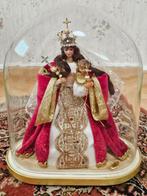 Vintage ovale glazen bol met een gewassen beeld erin, Antiek en Kunst, Ophalen of Verzenden