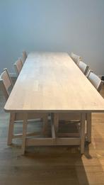 Eettafel eikhout met 6 stoelen inbegrepen, Huis en Inrichting, Tafels | Eettafels, Ophalen, Zo goed als nieuw