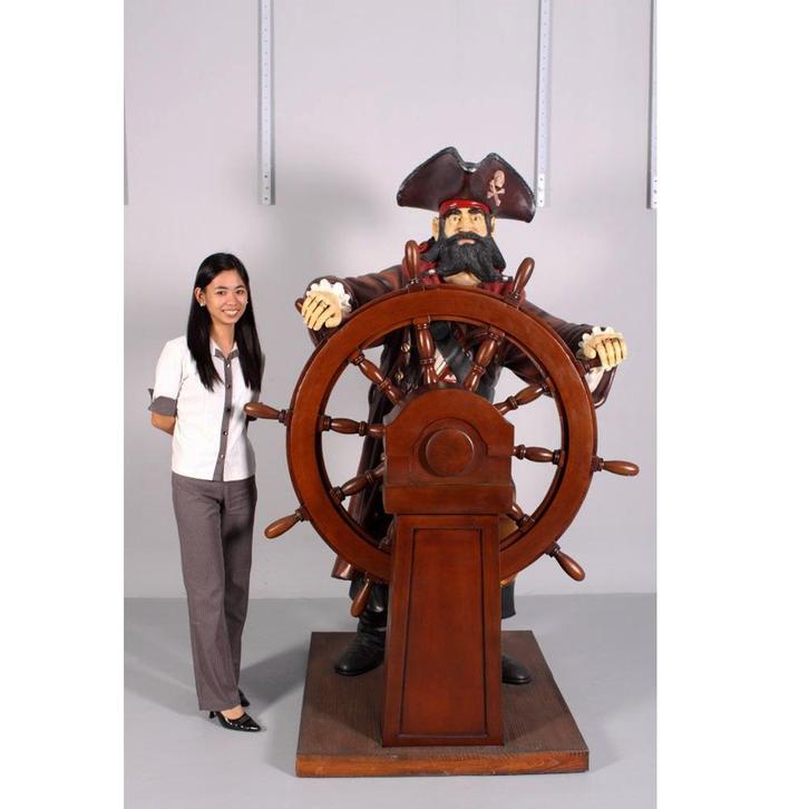 Pirate with Steering Wheel – Piraat beeld Hoogte 199 cm, Verzamelen, Beelden en Beeldjes, Nieuw, Ophalen