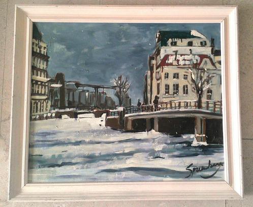 Winter in Amsterdam - Marjolein Spreeuwenberg, Antiek en Kunst, Kunst | Schilderijen | Klassiek, Ophalen of Verzenden