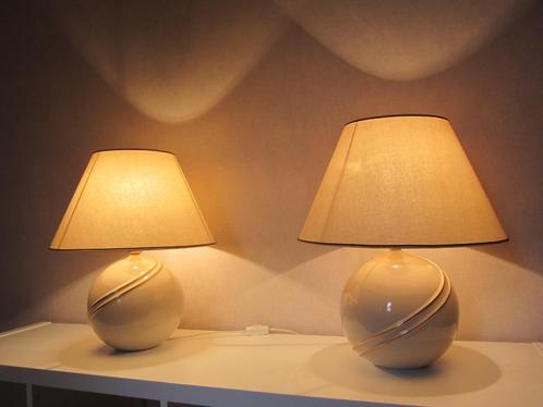 2 bolvormige tafellampen, Huis en Inrichting, Lampen | Tafellampen, Gebruikt, Minder dan 50 cm, Overige materialen, Ophalen
