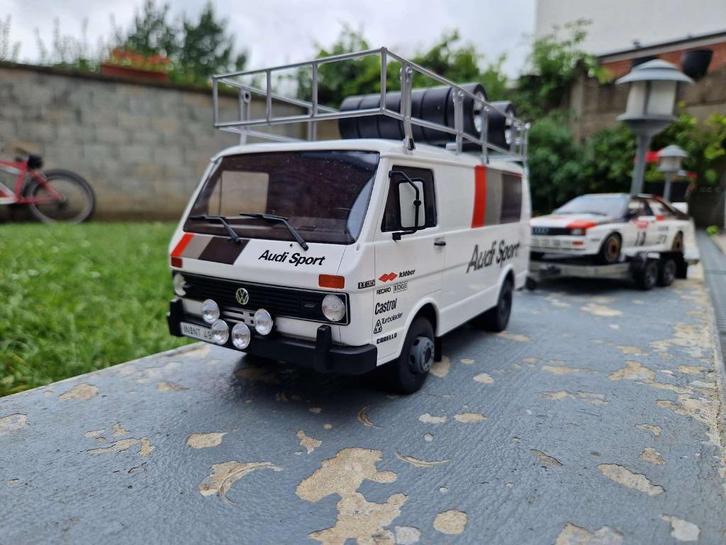 VW LT35 + AUDI Quattro A2 Tour de Corse 1983  - PRIX : 279€, Hobby en Vrije tijd, Modelauto's | 1:18, Nieuw, Auto, OttOMobile