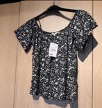 Zwarte off the shoulder top met bloemetjes, Ophalen of Verzenden, Zo goed als nieuw, Maat 36 (S)