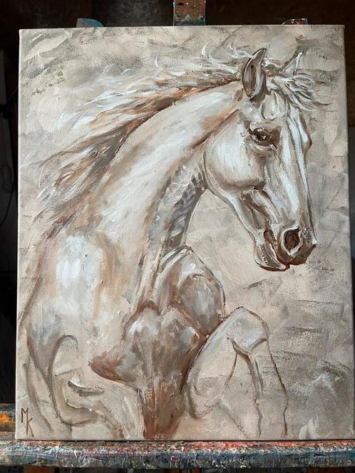 Schilderin elegant paard Mk Art, Antiek en Kunst, Kunst | Schilderijen | Modern, Ophalen of Verzenden