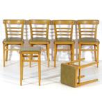 4 vintage retro stoelen en 2 krukken skai leer jaren '50 '60, Huis en Inrichting, Verzenden, Zo goed als nieuw, Hout