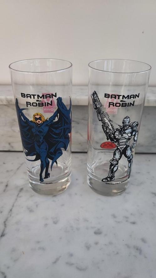 frisdrankglazen Batman en Robin, Verzamelen, Glas en Drinkglazen, Gebruikt, Ophalen of Verzenden