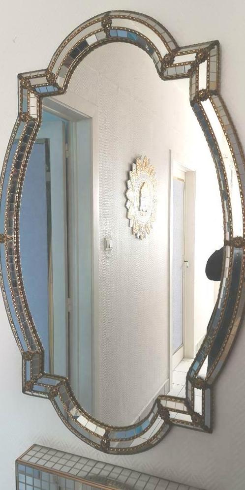 Grand miroir vénitien espagnol de style Hollywood Regency, Antiquités & Art, Antiquités | Éclairage, Enlèvement ou Envoi