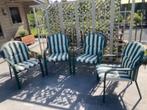 Set van 4 tuinstoelen / tuinzetels, Tuin en Terras, Ophalen, Gebruikt, Aluminium, Stapelbaar