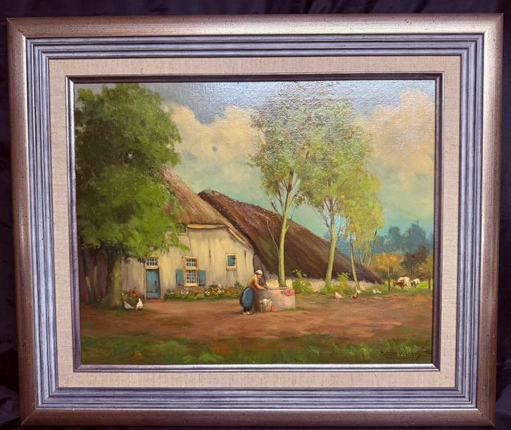 Olieverfschilderij, Hub Van Winkel, Antiek en Kunst, Kunst | Schilderijen | Klassiek, Ophalen of Verzenden