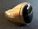 Lys de France Zegelring van goud en onyx 20 mm, Handtassen en Accessoires, Ringen, Gebruikt, 19 tot 20, Heer, Goud