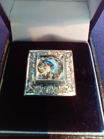 Art Deco ring 18kt wit goud met fancy cognac steen beschikbaar voor biedingen