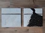 Abstract modern acryl canvas - 2 stuks 30*30cm - zwart wit, Antiek en Kunst, Kunst | Schilderijen | Modern, Ophalen of Verzenden