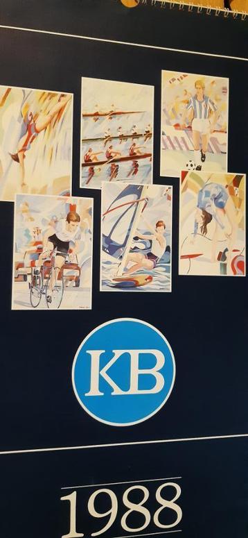 Calendrier sportif KB 1988 = 6 peintures de Ronald Ergo = 48, Enlèvement ou Envoi