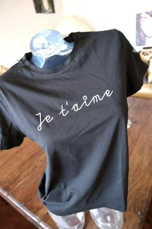 zwart T-shirt: je t’aime, Kleding | Dames, T-shirts, Nieuw, Maat 38/40 (M), Zwart, Korte mouw, Ophalen of Verzenden