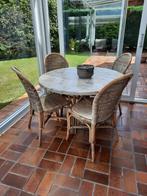 Rotan tafel en 4 stoelen, Huis en Inrichting, Ophalen, Zo goed als nieuw, Riet of Rotan, Rotan tafelset voor veranda of terras of keuken