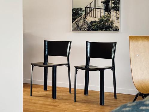 Set van 2 Fasem S91 stoelen 1996 tuigleer, Huis en Inrichting, Stoelen, Gebruikt, Twee, Leer, Zwart, Ophalen