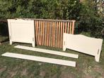 Wit massief houten bedframe met boxspring, Gebruikt, Eenpersoons, Wit, Hout